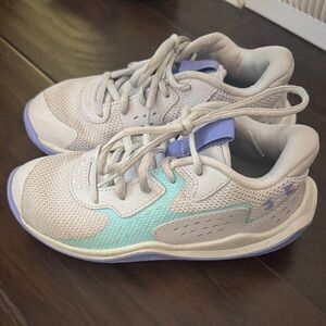 Gray and Purple Athletic Sneakers